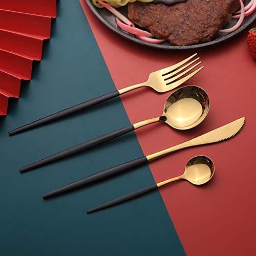 8 sztuk sztućców ze stali nierdzewnej, złote sztućce ze stali nierdzew - obrazek 3