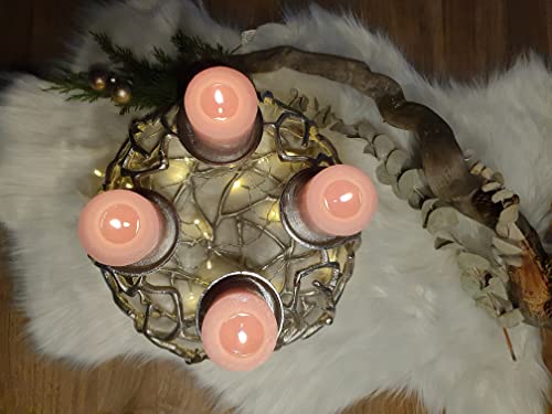 Brandsseller Wieniec adwentowy | Ø 35 cm - wysokość 16 cm | wieniec bożonarodzeniowy | świecznik | dekoracja adwentowa | aluminium | srebrny - obrazek 5