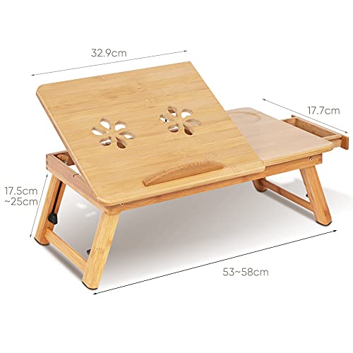 Bambus laptop stół regulowany taca na kolana taca do - obrazek 7