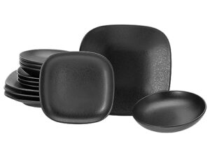 CreaTable 16817 Magic Black Square - Elegancki 12-częściowy zestaw naczyń