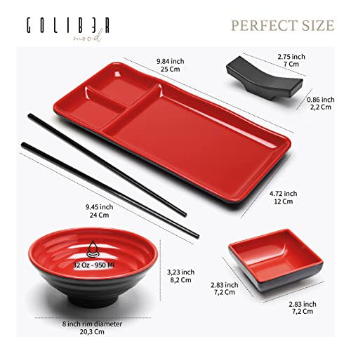 GOLIBER 10-częściowy zestaw naczyń japońskich - Wszystko, czego potrzebujesz do autentycznego japońskiego posiłku - obrazek 5
