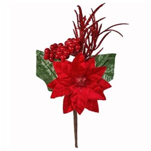 STEFANAZZI Boże Narodzenie pick długość 18cm 12 sztuk Gwiazda Boże Narodzenie jagody aksamit brokat dekoracje drzwi dekoracje kominek wejście domu wieniec świąteczny