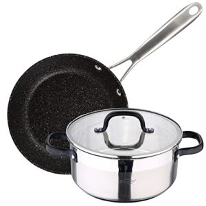 Zestaw garnków 24x105 cm z pokrywką stal nierdzewna nadaje