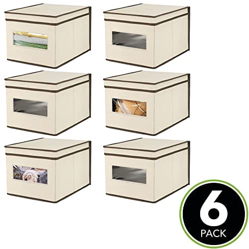 mDesign Large Fabric Stackable Closet Organizer Box Clear - obrazek 9