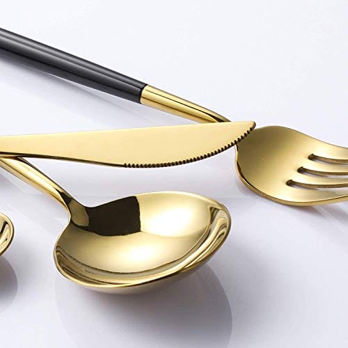 8 sztuk sztućców ze stali nierdzewnej, złote sztućce ze stali nierdzew - obrazek 6