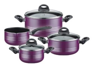 GSW 800402 Milano Cooking Pot Set 4 Pieces Purple Aluminium