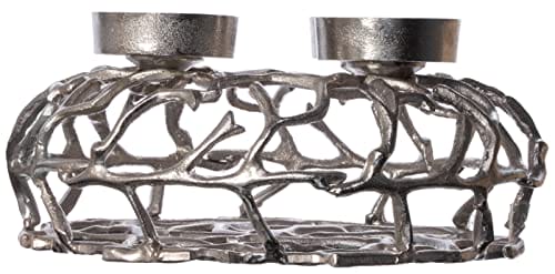 Brandsseller Wieniec adwentowy | Ø 35 cm - wysokość 16 cm | wieniec bożonarodzeniowy | świecznik | dekoracja adwentowa | aluminium | srebrny - obrazek 2