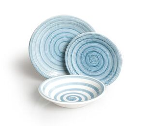 Zestaw stołowy Excelsa Brunch Time 18-częściowy Old Italy niebieski