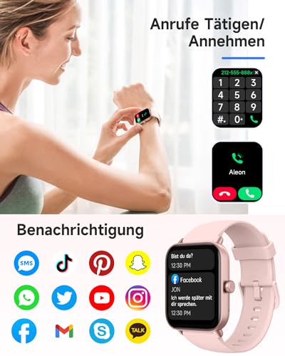 TOOBUR Smart Watch dla kobiet z wbudowanym Alexą 1.8″ Kompatybilny z Androidem iPhone - Monitorowanie zdrowia, długi czas pracy baterii i personalizowalny wygląd - obrazek 3