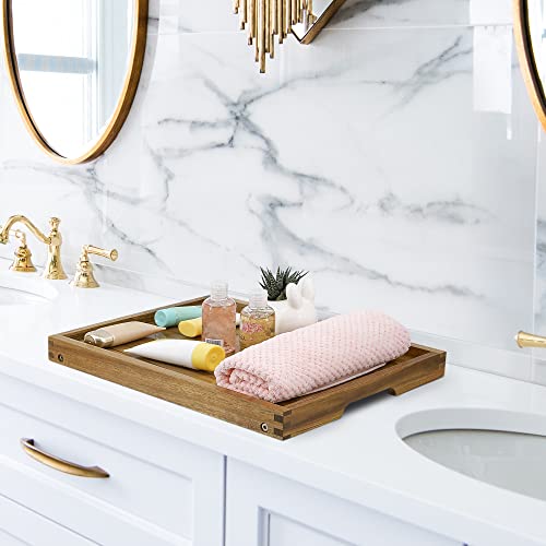 VaeFae Taca na łóżko akacjowe, drewniana taca śniadaniowa ze składanym - obrazek 2