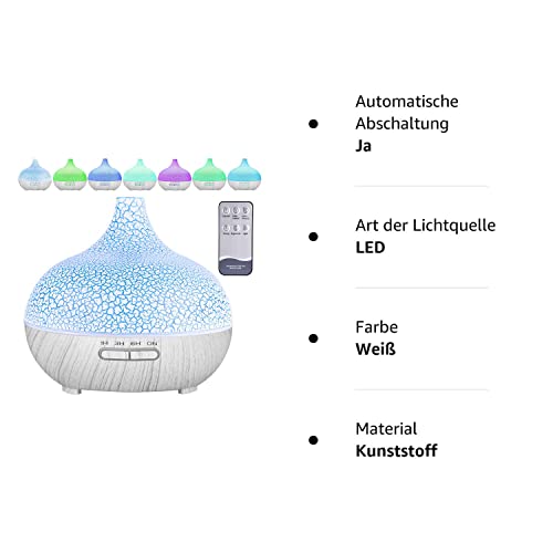 KELOPA Humidifier 550ML Aromatherapiegerät Ultraschall-Technologie 7 LED-Lichtfarben - obrazek 2