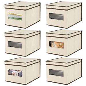 mDesign Large Fabric Stackable Closet Organizer Box Clear