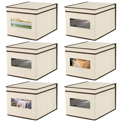 mDesign Large Fabric Stackable Closet Organizer Box Clear