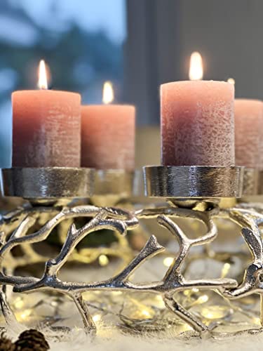 Brandsseller Wieniec adwentowy | Ø 35 cm - wysokość 16 cm | wieniec bożonarodzeniowy | świecznik | dekoracja adwentowa | aluminium | srebrny - obrazek 6