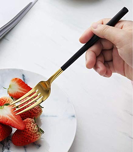 8 sztuk sztućców ze stali nierdzewnej, złote sztućce ze stali nierdzew - obrazek 5