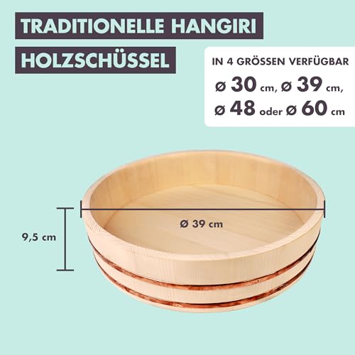 Reishunger miska drewniana Hangiri (średnica 39 cm) - idealna do sushi - obrazek 6