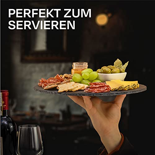 Talerz łupkowy okrągły 30 cm - zestaw 6 talerzy - do serwowania lub de - obrazek 3