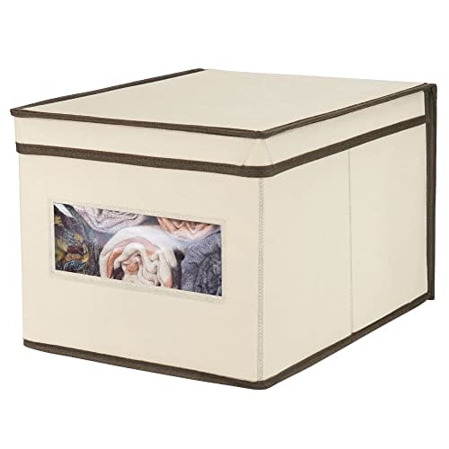 mDesign Large Fabric Stackable Closet Organizer Box Clear - obrazek 6