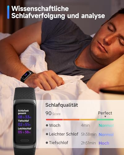 TOOBUR Fitness i wellness Tracker z pomiarem tętna/tlenu we krwi, zarządzaniem stresem, śledzeniem snu i tętnem 24/7 - czarny: Monitoruj swoje zdrowie i aktywność fizyczną! - obrazek 5