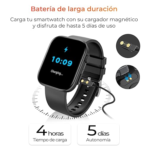 Kontakt Smartwatch Wyświetlacz IPS 2,01" Aut. 5 dni tryby sportowe i zdrowotne, połączenia asystenci głosowi, zanurzalny, czarny - obrazek 5