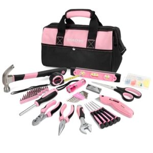 WORKPRO 106-Piece Home Tool Kit, Pink Tool Kit with Tool Storage Bag -