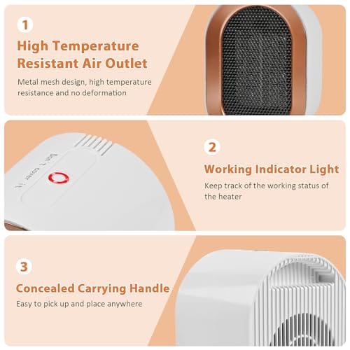 Weinsamkeit termowentylator energooszczędny 1200 W ciche - obrazek 3