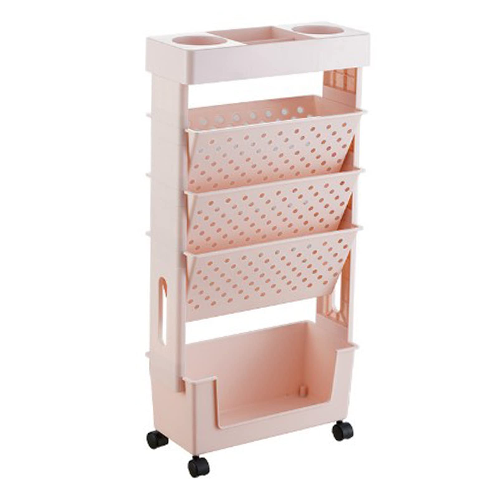 5 Poziomów Zdejmowany Mobilny Wózek na Książki z Kółkami - obrazek 6