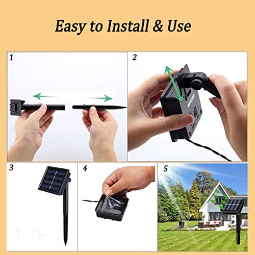 Siatka solarna 200 LED, 3 m x 2 m, łańcuch świetlny z siatki, 8 trybów - obrazek 5