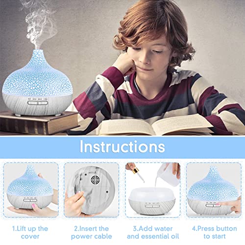 KELOPA Humidifier 550ML Aromatherapiegerät Ultraschall-Technologie 7 LED-Lichtfarben - obrazek 7