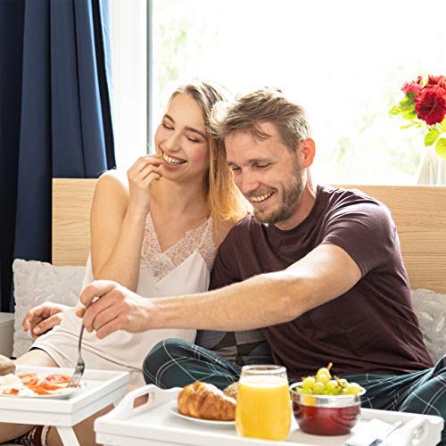 Relaxdays Bamboo Bed Tray Folding Handles Raised Edge For - obrazek 5