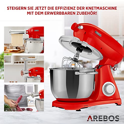 Arebos Profesjonalny robot cukierniczy 1800W Retro | Czerwony |Wielofu - obrazek 3