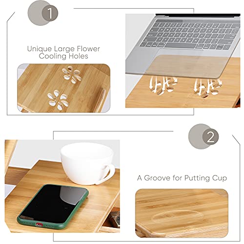 Bambus laptop stół regulowany taca na kolana taca do - obrazek 6