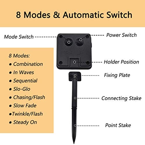 Siatka solarna 200 LED, 3 m x 2 m, łańcuch świetlny z siatki, 8 trybów - obrazek 7