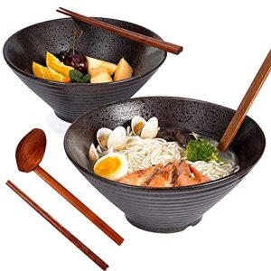 Ceramiczne miski do ramenu 2 zestawy (6 sztuk) - Wspaniałe rzemiosło, duży rozmiar, wygodny zestaw, wielofunkcyjne, kolekcja prezentów