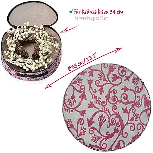 COM-FOUR 2x woreczki do przechowywania wianków i girland - duzy pojemnik z uchwytem do przenoszenia na ozdoby swiateczne, stroiki wielkanocne, wience adwentowe - ozdobny woreczek na wianek - obrazek 5