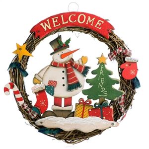 COM-FOUR® Wieniec Świąteczny Pleciony 'WELCOME' na Boże Narodzenie - D