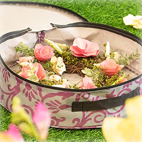 COM-FOUR 2x woreczki do przechowywania wianków i girland - duzy pojemnik z uchwytem do przenoszenia na ozdoby swiateczne, stroiki wielkanocne, wience adwentowe - ozdobny woreczek na wianek - obrazek 6