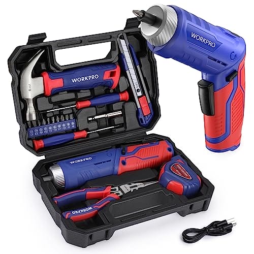 WORKPRO Zestaw narzędzi różowy 18-częściowy z wkrętarką akumulatorową