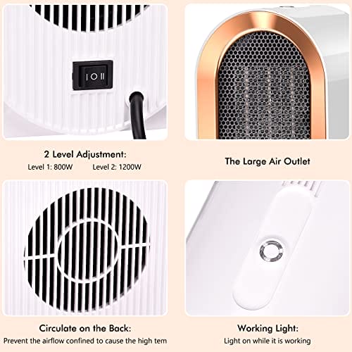 Mały termowentylator 220 V 1200 W ogrzewanie ceramiczne 2 - obrazek 5