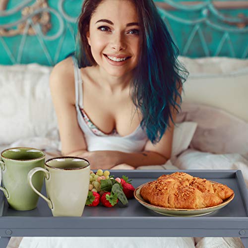 Relaxdays Bamboo Tray Folding Legs Raised Edge for Breakfast - obrazek 7