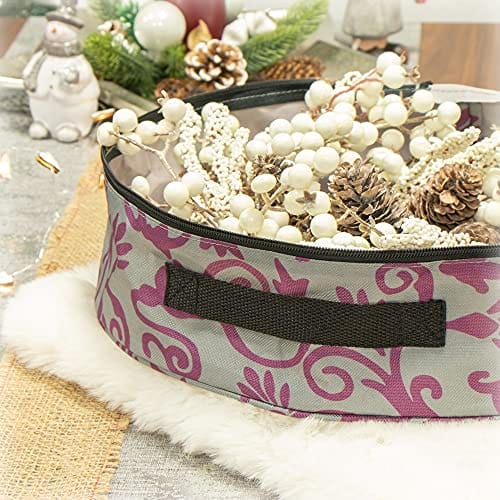 COM-FOUR 2x woreczki do przechowywania wianków i girland - duzy pojemnik z uchwytem do przenoszenia na ozdoby swiateczne, stroiki wielkanocne, wience adwentowe - ozdobny woreczek na wianek - obrazek 7