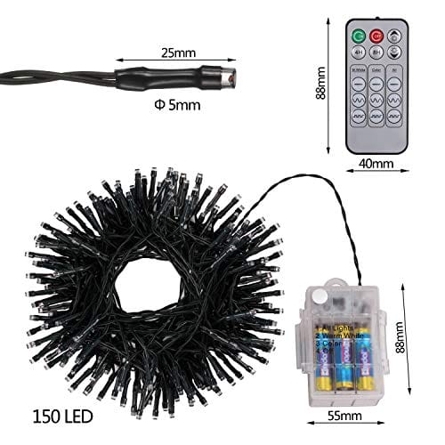 BOWKA łańcuch świetlny 15 m, 150 diod LED, możliwość ściemniania, 3 tryby świecenia: ciepła biel/RGB/ciepła biel i światło RGB, timer 4/8 godzin, wodoszczelny, nastrojowe światła do pokoju, na Boże - obrazek 2