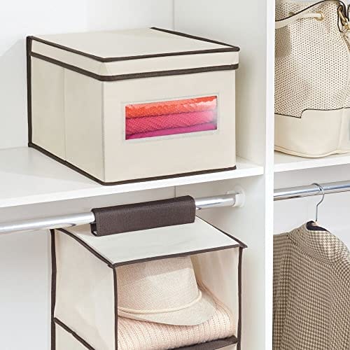 mDesign Large Fabric Stackable Closet Organizer Box Clear - obrazek 8