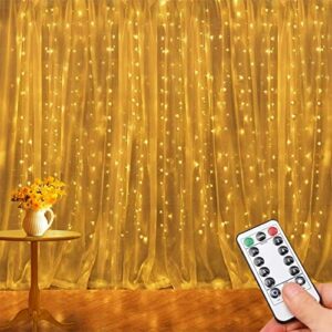Łańcuch świetlny, 2,4 m x 1,8 m, kurtyna LED z timerem, 8 trybów, pilot zdalnego sterowania, zasilanie USB, wodoodporne łańcuchy świetlne IP65, na Boże Narodzenie, do ogrodu, pawilonu, na imprezę, łańcuch świetlny - ciepła biel