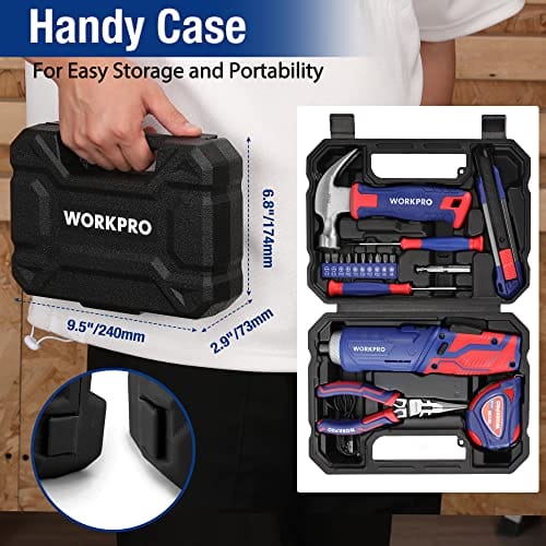 WORKPRO Zestaw narzędzi różowy 18-częściowy z wkrętarką akumulatorową - obrazek 4