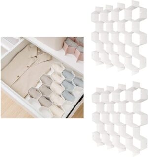Plastikowy organizer do szuflady o strukturze plastra miodu, szafka dz