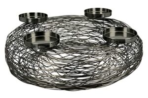 GILDE Wieniec adwentowy – 4 źródła światła – dekoracja adwentowa ze stali nierdzewnej – na 4 świece – czarny – Ø 50 cm