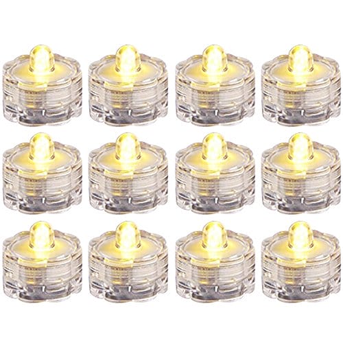 COM-FOUR 12x wodoodporny podgrzewacz LED - zólta lampka LED do wanny, basenu i stawu - nastrojowe swiatlo LED na przyjecia i wesela (0012 sztuk - ksztalt kwiatka)