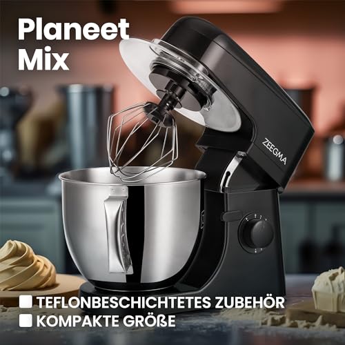 ZEEGMA PLANEET MIX Robot Planetarny 1800 W Wielofunkcyjny - Mocny i kompaktowy robot kuchenny z wyświetlaczem dotykowym, 5 litrową pojemną misą i 8 trybami mieszania - obrazek 2