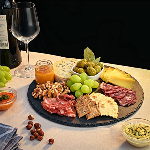 Talerz łupkowy okrągły 30 cm - zestaw 6 talerzy - do serwowania lub de - obrazek 8